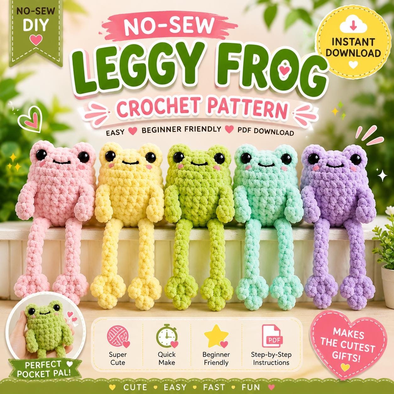 30 Leggy Frog Crochet Patterns to Charm Kids and Frog Fans 4 No-Sew Leggy Frog Crochet Pattern | Beginner Amigurumi Plush Tutorial