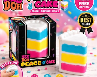 Juguete sensorial blando NeeDoh Peace O' Cake: Pastel de capas arcoíris para aliviar el estrés.