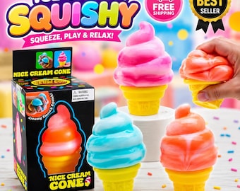 NeeDoh Nice Cream Cone Squishy – Ice Cream Fidget Toy, Stress Relief Sensory Play