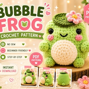 Bubble Frog Crochet Pattern PDF | No Sew Amigurumi Plush Toy (Digital Download)