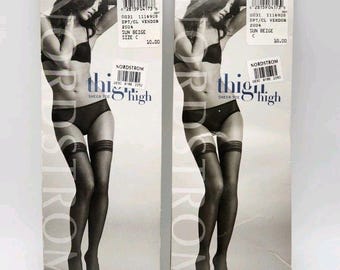 Nordstrom Sheer Thigh Highs (2) Sun Beige New in Package NIP Size C Vntg