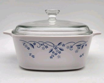 Vintage Excellent Corning Ware Provincial Blue 2 Quart A-2-B Dish & A-9-C Lid.