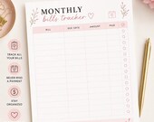 Monthly Bills Tracker Printable | Monthly Bill Payment Planner PDF | Bill Organizer Template | Budget Planner Insert | A4 & US Letter