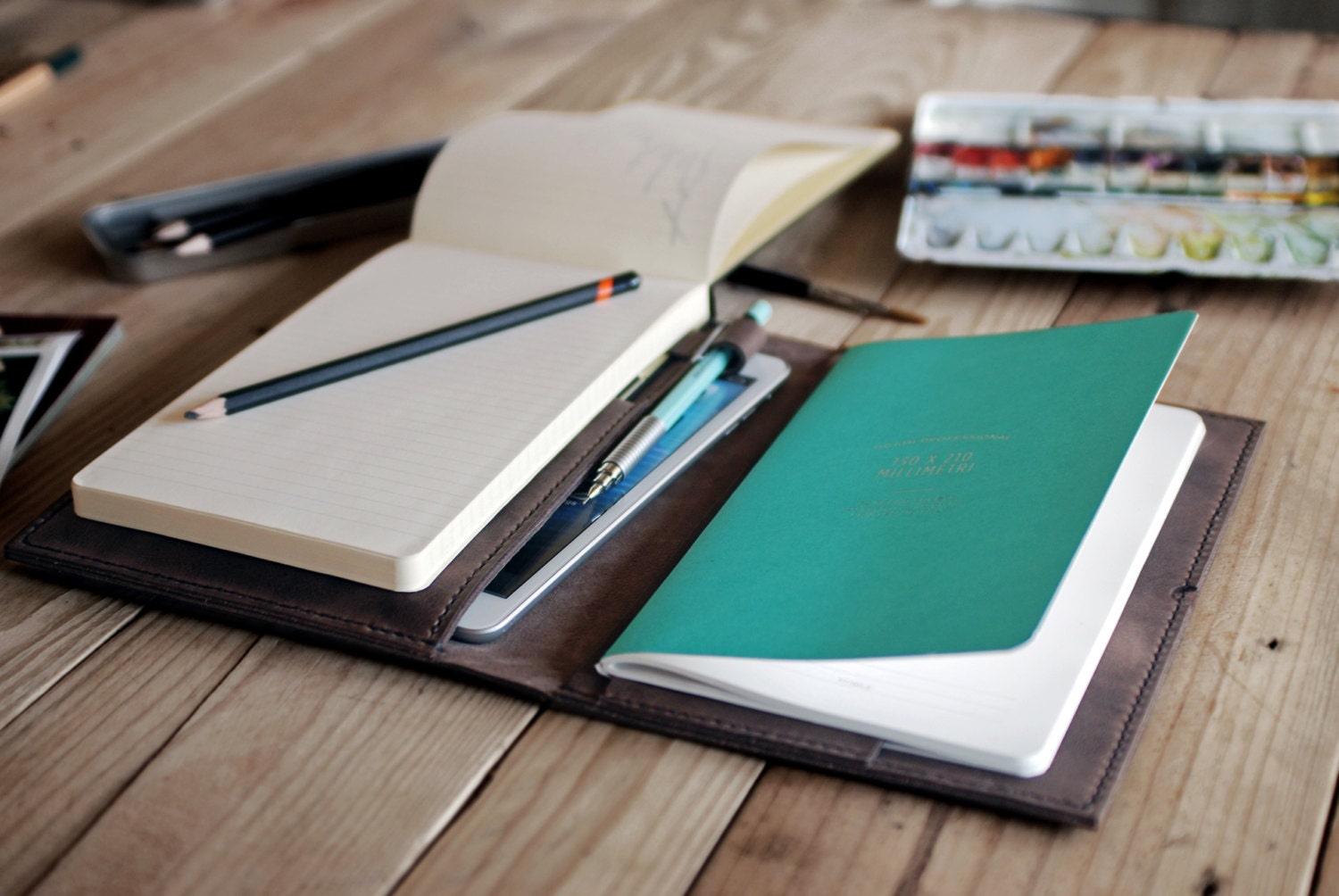 Ipad Mini and A5 Notebook leather case. A5 Notebook and iPad Etsy