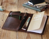 Moleskine cover. Agenda leather cover. Pocket moleskine leather case. Dark brown leather organizer. Travel journal cover. Travel accessories