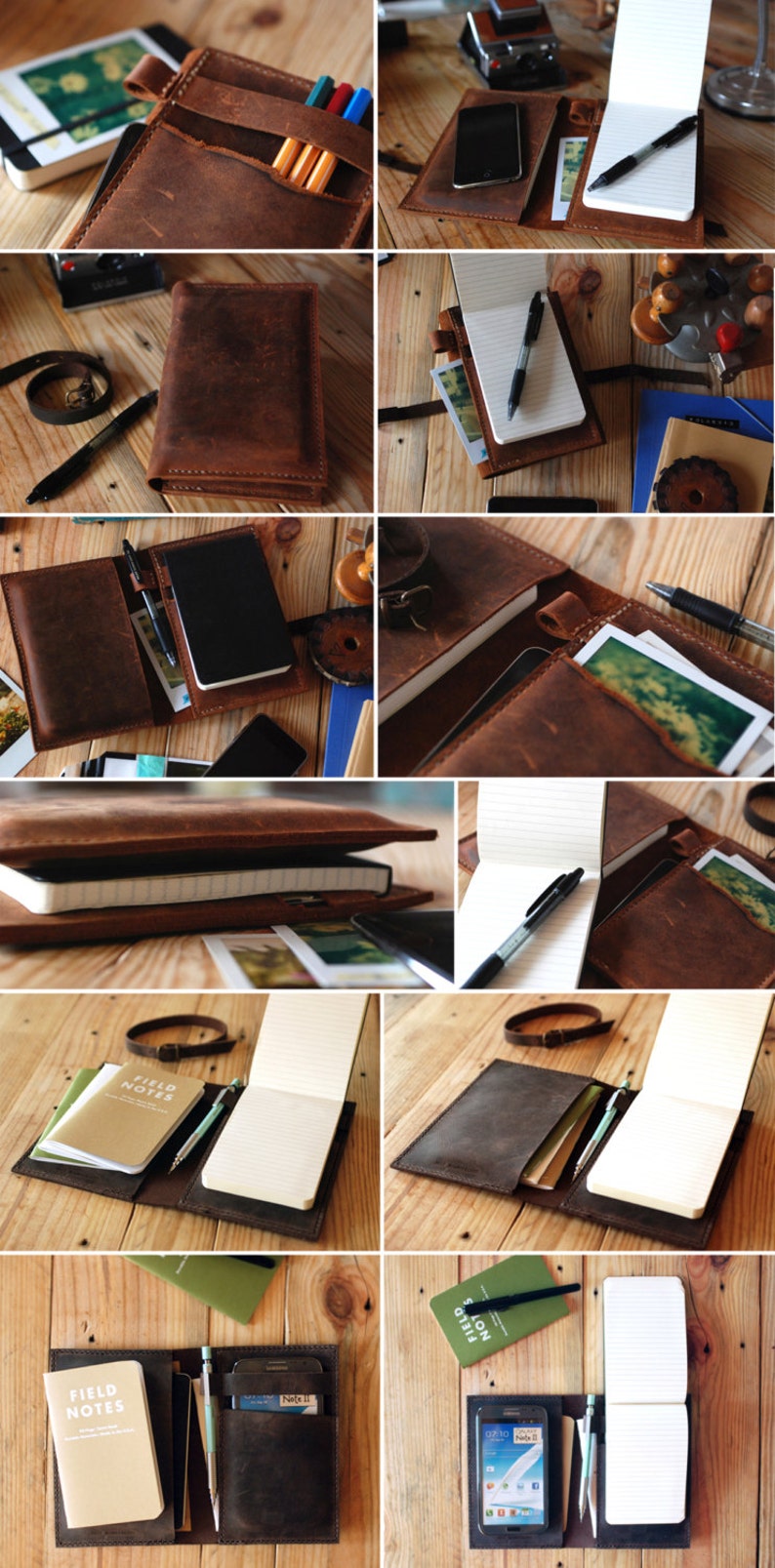 Small Moleskine leather cover. Dark brown leather cover Etsy