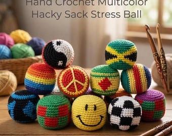 Hand Crochet Hacky Sack Footbag – Guatemalan Style Juggling Ball (5 cm)