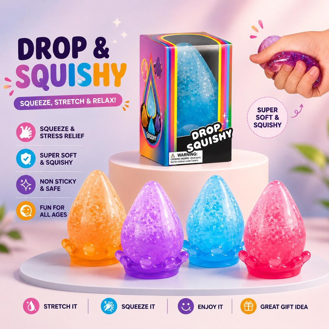 Drop Squishy Soft Stress Toy – Slow Rising Non-toxic Fidget & Sensory ...