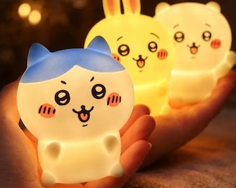Anime Night Light, Cute LED Desk Lamp, Hachiware Usagi Bedroom Decor Gift