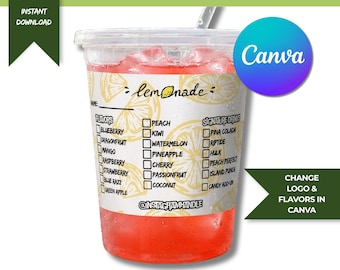 Plantilla de etiqueta personalizada para vasos para vendedores / Sistema de pedidos de bebidas Canva