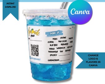 Plantilla editable para etiquetas de pedidos de bebidas / Etiqueta adhesiva para vasos de vendedores en Canva (Descarga digital)
