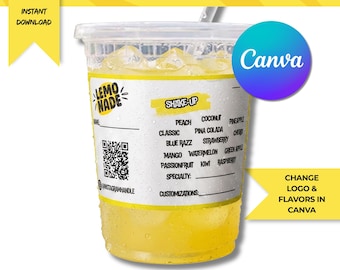 Plantilla de etiquetas para puesto de limonada / Pegatinas para pedidos de bebidas en Canva