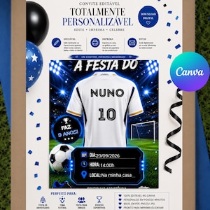 Editable Football Birthday Invitation Template | White Soccer Birthday Invite | Kids Football Party Invitation | Instant Download