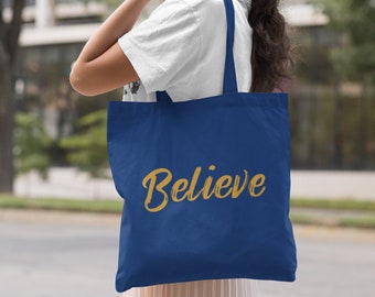 Sconto del 50% sulla borsa Believe Tote: robusta tela di cotone, design ispiratore
