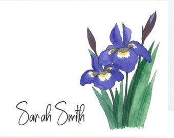 Biglietti di auguri floreali personalizzati: set di cancelleria Iris