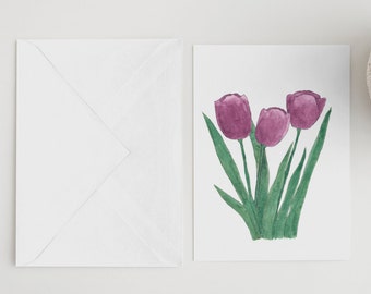 Tulip Note Cards, Set of Ten Note Cards, Watercolor Print Note Cards