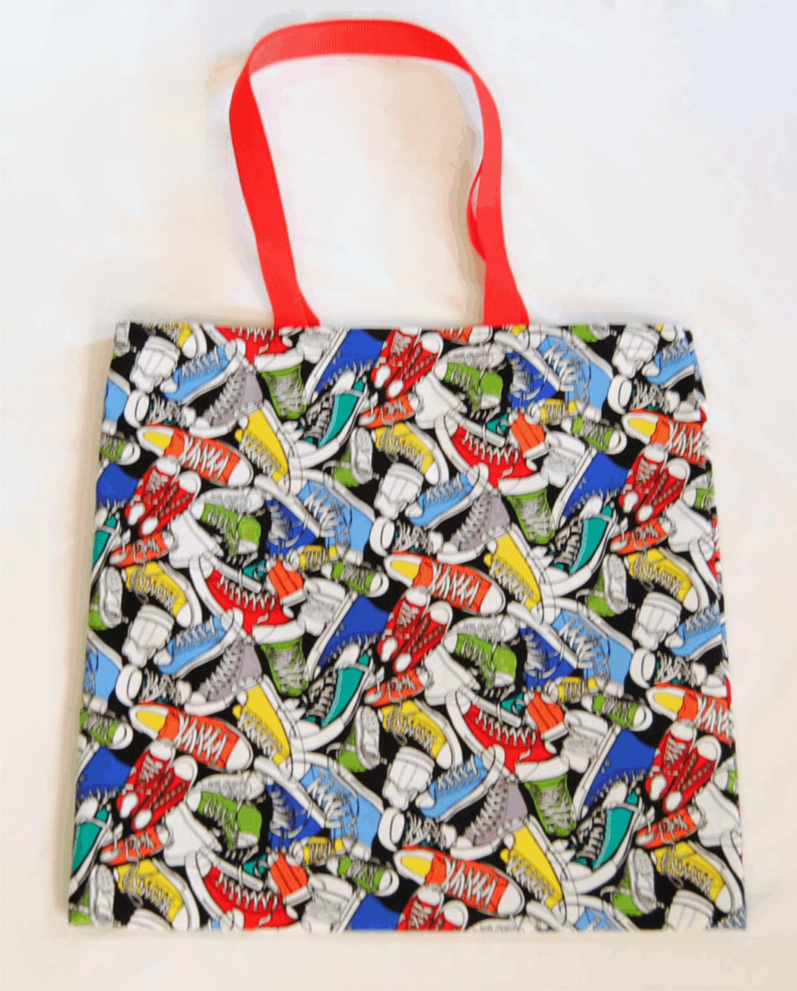 Tote Bag, Sneakers Print Tote Bag, Cotton Print Tote Bag, Sneakers Tote ...
