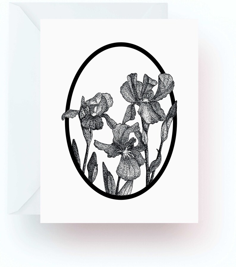 Pen and Ink Art Floral Note Cards Flower Stationery Flower Lover Gift Stationery Flower Note Cards Iris Note Cards Note Cards