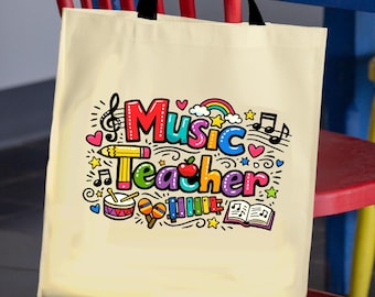 Borsa tote per insegnanti di musica, borsa tote in tela colorata