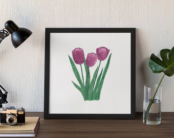 Purple Tulips Print, Tulips Print, Flower Print