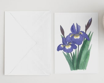 Iris Note Cards, Set of Ten Note Cards, Watercolor Print Note Cards