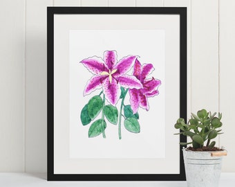 Pink Lilies Flower Print