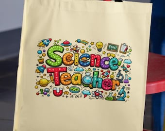 Borsa tote per insegnanti di scienze, borsa tote in tela colorata