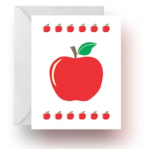 Apple Note Cards, Note Cards, Set of 10 Note Cards