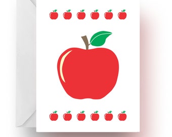 Apple Note Cards, Note Cards, Set of 10 Note Cards