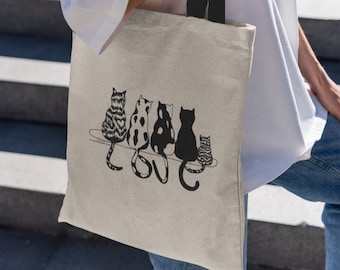 Cat Love Tote Bag, Canvas Tote Bag, Cat Lover Tote Bag, Cat Lover Gift, Cat Love Tote Bag, Tote Bags, Cats