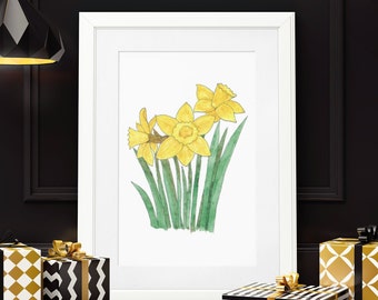 Yellow Daffodils Print, Daffodils Picture, Flower print, Yellow Daffodils