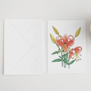 Tiger Liliy Note Cards, Set of Ten Note Cards, Watercolor Print Note Cards