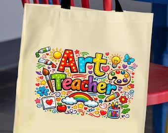 Borsa tote per insegnante d'arte, borsa tote in tela colorata
