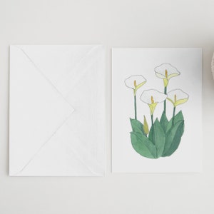 Biglietti per appunti Peace Lily, Set di dieci biglietti per appunti, biglietti per appunti stampati ad acquerello