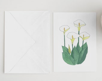 Peace Lily Note Cards, Set of Ten Note Cards, Watercolor Print Note Cards