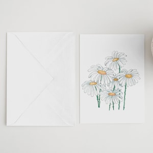 Tarjetas con notas de margaritas, juego de diez tarjetas con notas, tarjetas con notas con estampado de acuarela