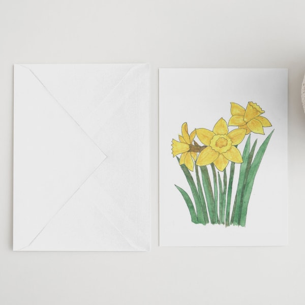 Daffodil Note Cards, Set of Ten Note Cards, Watercolor Print Note Cards