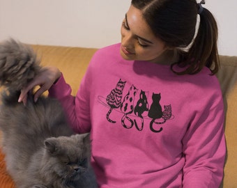 Cat Love Crew Neck Sweatshirt, Cat Sweatshirt, Sweatshirt, Animal Sweatshirt, Cat Lover Gift, Cat Lover, Animal Lover Gift, Cats