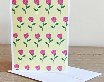 Set di 10 biglietti d'auguri con rose, biglietti d'auguri con fiori