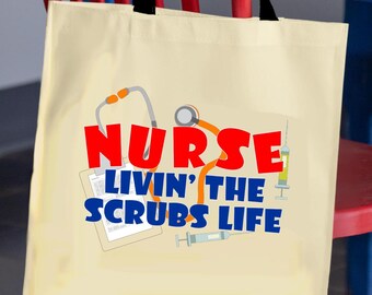 Borsa tote Nurse Life, borsa tote in tela colorata