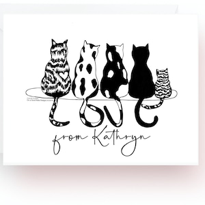 Personalisierte Katzen Liebe Grußkarten, Katzen Liebhaber Geschenk, Katzen Briefpapier, Grußkarten, Karten, Briefpapier