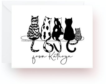 Personalized Cat Love Note Cards, Cat Lover Gift, Cat Stationery, Note Cards, Cards, Stationery