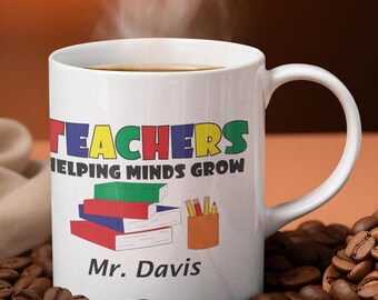 Personalized Teacher Mug: Colorful Design, 11 Ounce Ceramic
