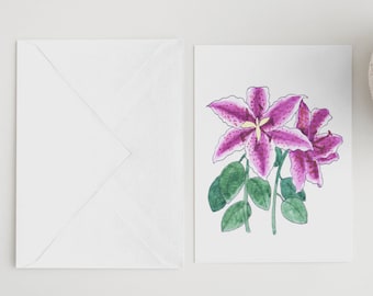 Lily Note Cards, Set of Ten Note Cards, Watercolor Print Note Cards
