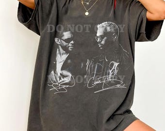 Camicia Comfort Colors con stampa grafica di Usher e Chris Brown