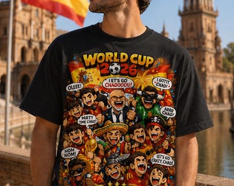 Spain World Cup 2026 Cartoon Players T-Shirt | Spain Soccer Poster Tee