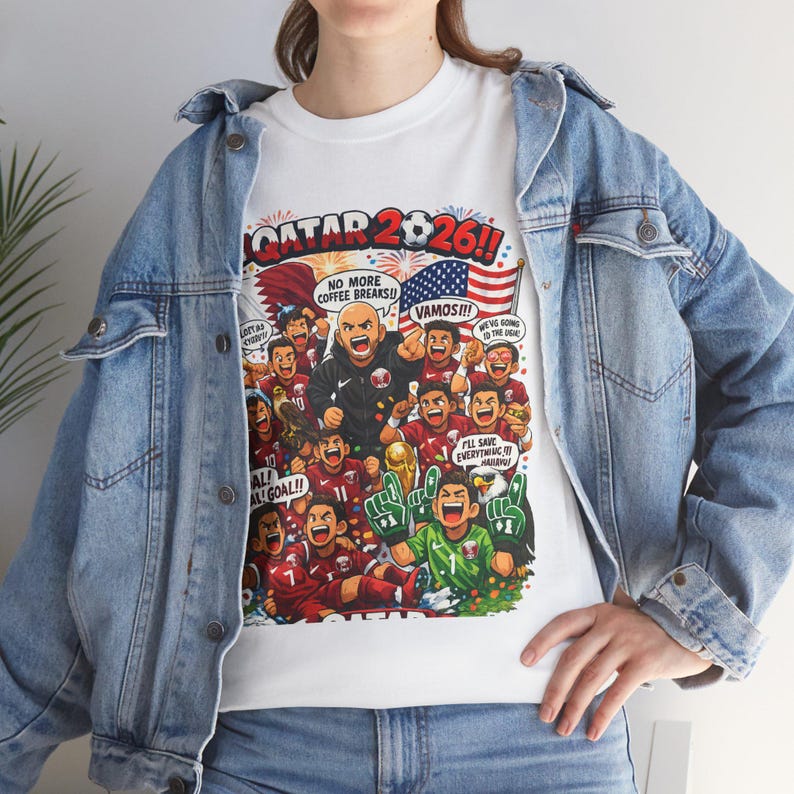 Qatar 2026 World Cup Cartoon Players T-Shirt | Soccer Tournament Illustration image 10