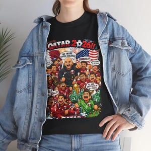 Qatar 2026 World Cup Cartoon Players T-Shirt | Soccer Tournament Illustration image 11