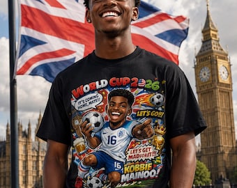 England World Cup 2026 Football / Soccer Player Cartoon T-Shirt | Football Graphic Tee