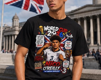 England World Cup 2026 Football / Soccer Player Illustration Tee | Graphic T-Shirt